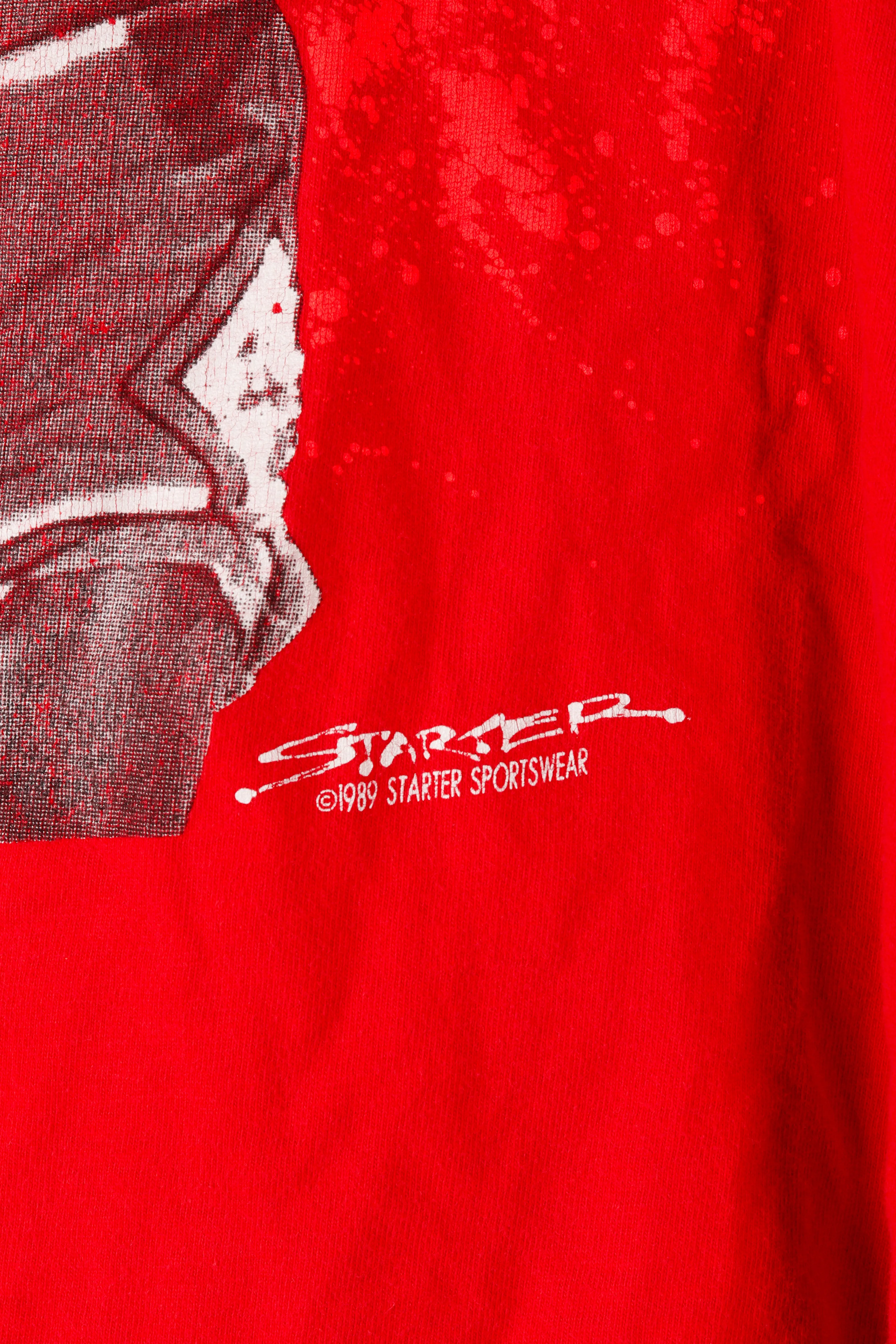 Vintage 1989 Chicago Bulls 'Michael Jordan Signature Graphic' T-Shirt Red