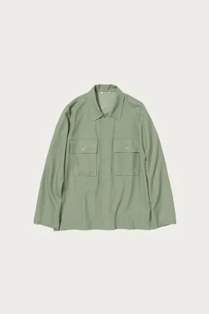 Wool Herringbone Overshirt - Olive